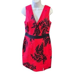 Boden Nadia Berry Print Sheath Dress Hot Pink‎ And Navy Size 8P
